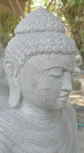 Product image 5 of the product “Seated Buddha made of Riverstone in Bhumisparsha - gesture of touching the earth. 117 cm height. ”